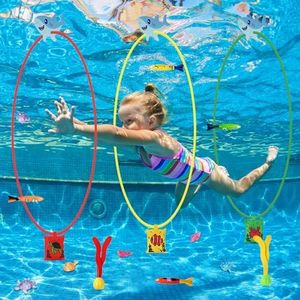 CHAHOT 21PCS Swim Through Rings Pool Toys, Pool Toys Game Set, Underwater Swimming Pool Accessories, Dive Hoops Pool Float Water Sports, Diving Toys Sets Pool Ring Water Toys for Kids Adult and Family