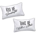 DasyFly His Hers Pillowcases for Couples,Always Kiss Me Goodnight.Unique Anniversary Engagement Wedding Valentines Day Naughty for The Couple, Cute Birthday Gifts for Girlfriend