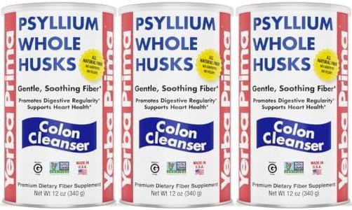 Yerba Prima Psyllium Husk, 12 Ounce (Pack of 3) - Whole Husk Fiber Supplement for Regularity, Colon Cleansing, Natural Support for Gut Health, Non GMO, Gluten Free, Vegan, No Sweeteners