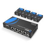 OREI 1x4 HDMI Extender Splitter Multiple Over Single Cable CAT6/7 1080P with IR Remote EDID Management - Up to 165 Ft - Loop Out - Low Latency - Full Support