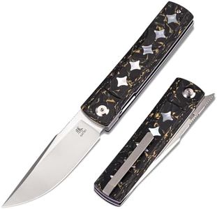 KATSU M390 Steel Pocket Knife, Carbon Fiber Handle with Mother of Pearl Inlays, Liner Lock, EDC Folding Knife for Camping Hiking, Japanese Folding Knife