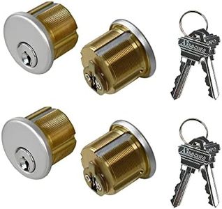 Brass Mortise Cylinder Lock，Commercial storefront Door Lock Mortise cylinders Compatible with Adams Rite, Kawneer, and Vistawall deadbolts. Comes in, 4-Pack ，Silver，with Matching Keys.