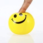 AK ANOLIHK® Smiley face Squeeze Balls for Kids and Adults for Stress Relief and Playing(Yellow) (6PC Smile Ball)