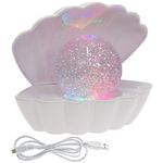 L & P Home & Gifts Lesser & Pavey White Glitter Pearl Seashell Colour Changing Mood Light (LP49420)