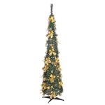 The Christmas Workshop 84710 6ft Pre-Lit Christmas Tree/Traditional Green & Gold Artificial Christmas Tree/Pre-Decorated Pop-Up Tree / 60 LED Light Bulbs, 30 Gold Bows & 30 Baubles