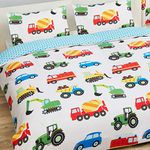 Price Right Home Trucks and Transport Bedroom Range Kids - Duvet Cover Set, Fitted Sheet Set & Curtains Available (Double Duvet Cover Set)