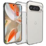 RIGGEAR Shockproof Clear Hybrid Armor Back Cover Case Compatible with Google Pixel 9 Pro XL (Clear PC + Clear TPU Bumper)