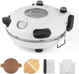 KLAIF 12" Electric Countertop Pizza Oven With Ceramic Stone, Dual Adjustable Temperature Controls, Includes 4 Pizza Tools, LMR-White