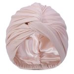 Hat Hut Satin Turban for Women Silk Bonnet Satin Bonnet Sleep Cap for Curly Hair Sleeping Adjustable Head Wrap Twisted Turban (Pink)