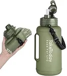 TakeToday 68 Oz Collapsible Water Bottles With Straw, Half Gallon Water Bottle With Motivational Time Marker, Large Reusable Silicone Water Jug With Paracord Handle For Gym, Sports, Outdoors