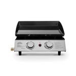 Dellonda 2 Burner Portable Gas Plancha 5kW BBQ Griddle, Stainless Steel - DG21