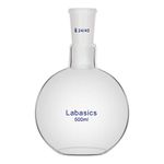 Labasics Glass 500ml Single Neck Flat Bottom Boiling Flask, with 24/40 Standard Taper Outer Joint, 500ml