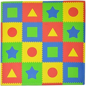 Tadpoles Baby Play Mat, Kid's Puzzle Exercise Play Mat – Soft EVA Foam Interlocking Floor Tiles, Cushioned Children's Play Mat, 16pc, First Shapes, Multi, 50x50