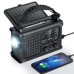 Raynic Emergency Radio (Upgraded) – AM/FM Radio, Solar & Hand Crank Powered, 12000mAh Rechargeable Battery, Emergency Phone Charging, 5W Flashlight, SOS for Emergencies, Power Outages & Outdoor Use