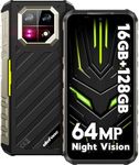 Ulefone Rugged Smartphone, Armor 22 (16+128GB) 64MP Night Vision Camera + 64MP Wide-Angle Camera, Android 13 Unlocked Cell Phone, 6.58 FHD+, 120Hz, 6600mAh, IR Blaster, NFC 4G Dual Sim- Some Green