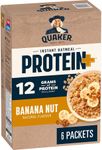 Quaker Protein+ Banana Nut Instant Oatmeal 366g | 12 Grams of Protein per Serving | Source of Fibre | No Artificial Colours or Flavours | Made with Whole Grain Canadian Oats