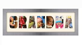 Grandma Photo Frame Letter Word Name Frame Single Mounted 1351A (Brushed Silver Finish Frame Cream Mount)