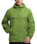 V VALANCH Mens Rain Jacket Waterproof Lightweight Windbreaker with Hood Outdoor Raincoat for Hiking Running Travel, Sf-olive Green, 3XL