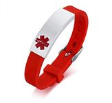 VNOX Stainless Steel Customization Personalized Medical Alert ID Adjustable Silicon Cuff Bracelet