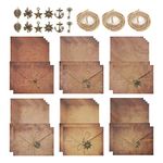 60 Pcs Vintage Letter Writing Set Vintage Letter Paper Aged Envelopes 24 Pcs Aged Paper A5 12 Pcs Retro Design Envelopes 12 Pcs Metal Accessories 12 Hemp Hopes Kraft Antique Paper for Greetings