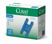 Curad Knuckle 1.5" x 3", Woven Blue Detectable Bandage, 100-Count, NON25510BL