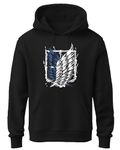 Khakey Mens Cotton Hoodies | Cotton Sweatshirt with Hood | Attack on Titan Hoodies | Anime Hoodies for Men | M18 (M, BlackM19)