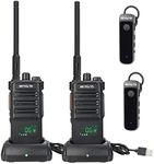 Retevis RB689 Wireless Walkie Talkie, Long Range, 2600mAh Rechargeable Two Way Radio, with Wireless Headphones, VOX, Flashlight, Adult Walkie Talkie for Security(Black, 2Pcs)