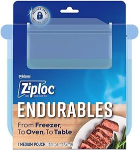 Ziploc Endurables Medium Pouch, 2 Cups, Reusable Silicone Bags and Food Storage Meal Prep Containers for Freezer, Oven, and Microwave, Dishwasher Safe