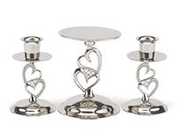 Hortense B. Hewitt Wedding Accessories Nickel-Plated Sparkling Love Candle Stands, Set of 3
