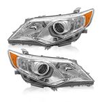 AS Headlights Assembly Replacement for 2012 2013 2014 Toyota Camry L/Se/Le/Xle/Hybrid Chrome Housing Amber Reflector Clear Lens Driver and Passenger Side