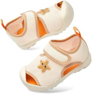 Balabala Toddler Boys Girls Sport Sandal, Kids Closed Toe Outdoor Water Sandals Non-Slip Lightweight Beach Walking Shoes Off-White