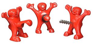 ZIMAIC 3 in 1 Red Men Beverage Bottle Stopper - Wine Bottle Opener - Beer Corkscrew - Novelty Set - Gift Set - 3 Pack