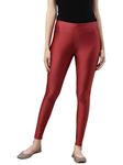 Jack And Zeal Shimmer Slim Fit Stretchable Premium Comfortable Nylon Solid Regular Leggings For Womens And Girls (Maroon Color X-Large)