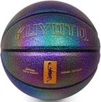 KUYOTQ Kids Toddler Mini Basketball Shiny Color Purple Leather Basketball, Size 3 (22") Bright Color Dazzle Textured Basketball for Boys and Girls Age Under 5 Basketball Gifts (Deflated,Without Pump)