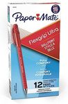 Paper Mate FlexGrip Ultra Ballpoint Pens, Medium Point (1.0 mm), Red, 12 Count