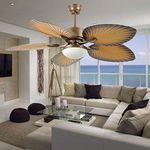 ANFERSONLIGHT 52" Tropical Palm Ceiling Fan with LED Light and Five Palm Leaf Blades - New Bronze Finish