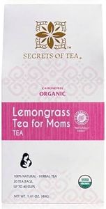 Secrets Of Tea Healthy Lactation Tea for Breastfeeding Moms - Natural USDA Organic Caffeine Free Nursing Tea for Increased Breast Milk - Postnatal Lactating Tea for Women - Lemongrass Flavor ( Up to 40 Servings) - 20 Count(1 Pack)