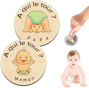 Cadeau Naissance Fille Garcon,Pièce de Décision de Nouveaux Parents,Pièce de décision pour Papa Maman,Cadeau Bebe en Bois,Cadeau Bapteme Fille Garcon,Cadeau Grossesse Future Parents Cadeau Naissance
