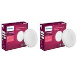 PHILIPS Rimless Full Glow 5-watt Round LED Surface Downlighter | Striker Surface Under Cabinet LED Light for Decoration | Warm White, Pack of 2