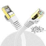 Veetop Flat Ethernet Cables 10m/32.8ft Cat7 High Speed 10Gbps RJ45 Cat 7 Networking Ethernet Cable with STP Copper Wires Shielded & Gold Plated Connector for Computer Laptop Router Patch Modem