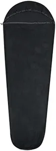 Mountainlodge Ultralight Fleece Sleeping Bag Liner,Mummy Sleeping Bag Liner with Hood and Stuff Sack Suit for Camping,Travelling and Hiking in All Seasons (Black)
