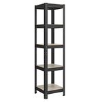 SONGMICS Shelving Unit, 37 x 37 x 150 cm, 400 kg Load Capacity (80 kg per Shelf), Industrial, Adjustable Storage Shelves, for Living Room, Kitchen, Garage, Greige and Black GLR037B11