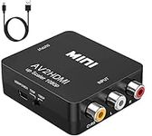 BD&M AV to HDMI Converter, RCA to HDMI, 1080P Mini RCA Composite CVBS Video Audio Converter Adapter Support PAL/NTSC for TV/PC/ PS3/ STB/Xbox VHS/VCR/Blue-Ray DVD Players - Black