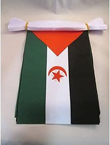 Western Sahara 6 meters BUNTING Flag 20 flags 9'' x 6'' - Sahrawi - Western Saharan STRING flags 15 x 21 cm - AZ FLAG