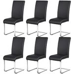 Yaheetech Dining Chairs Set of 6 Faux Leather Dining Room Chairs High Back Kitchen Chairs for Dining Room, Living Room and Kitchen, Black