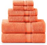 LANE LINEN Luxury Bath Towels Set - 6 Piece Set, 100% Cotton Bathroom Towels, Zero Twist, Quick Dry Shower Towels, Soft & Absorbent Bath Towel, 2 Bath Towels, 2 Hand Towels, 2 Wash Cloths - Tiger Lily