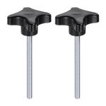 sourcing map 2pcs Star Knobs M8 x 100mm Male Thread Plastic 4-Star Stud Knob Hand Tightening Clamping Screw Replacement Threaded Handle, Black