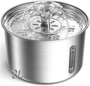 KEDEEK Cat Water Fountain Stainless Steel: 3L Automatic Pet Drinking Fountain with Water Level Window for Kitty Inside - Quiet Cats Water Bowl Dispenser - Multi-Flow Design for Cats & Small Dogs