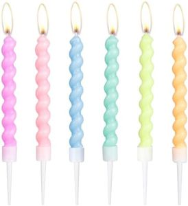 Juego de velas de cumpleaños en espiral, 24 velas de fiesta para pasteles, velas de feliz cumpleaños de macarone, decoraciones coloridas para pasteles, baby showers, velas de pastel para niñas, niños,