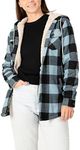ZENTHACE Womens Plaid Jacket Sherpa Fleece Lined Hooded Flannel Jackets for Women with Hood Fall Flannel Coat Buffalo Ice Blue XL